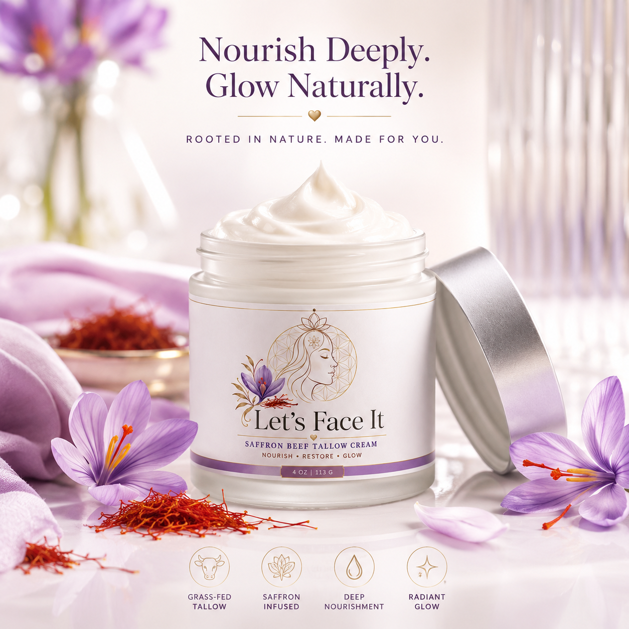Let’s Face It — Saffron Tallow Face Cream - Image 3